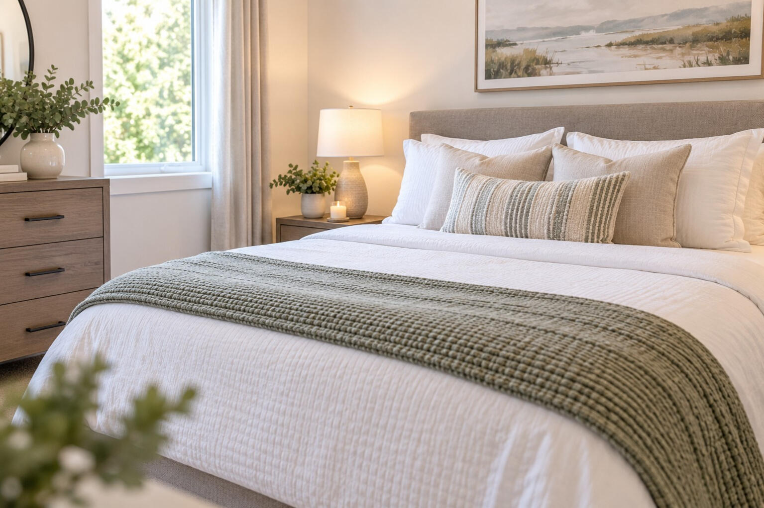 Bright, Freshly Cleaned Neutral Bedroom By Sarah's Home Cleaning